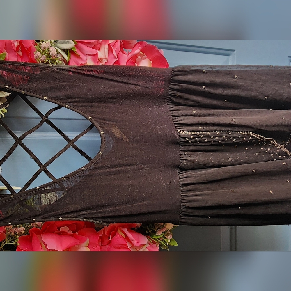 Free People Black Tank Top with Beaded Detail